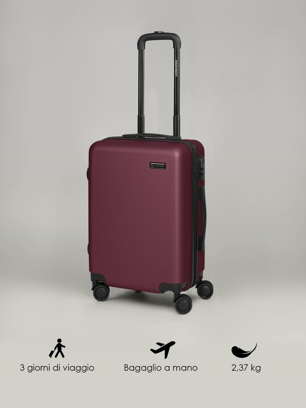 Smartbox Hartschalen Kabinen-Koffer für Damen &amp; Herren | Kleiner Trolley 40 x 23 x 55 cm aus hochwer