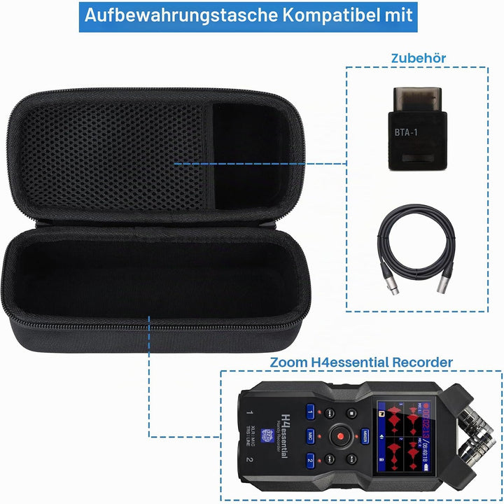 Hart Schutz Hülle Etui Tasche für Zoom H4essential Handy Recorder Schwarz Etui für H4essential, Schw