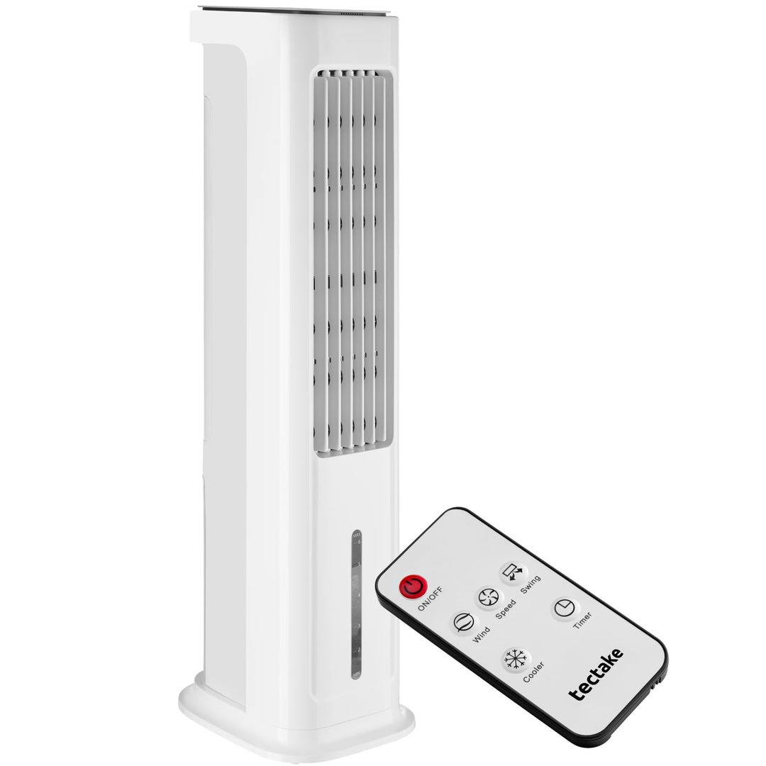tectake® Luftkühler, 4in1, extrem leise, energiesparend, mit 5 l Wassertank, Touch-Display, 3 Modi,