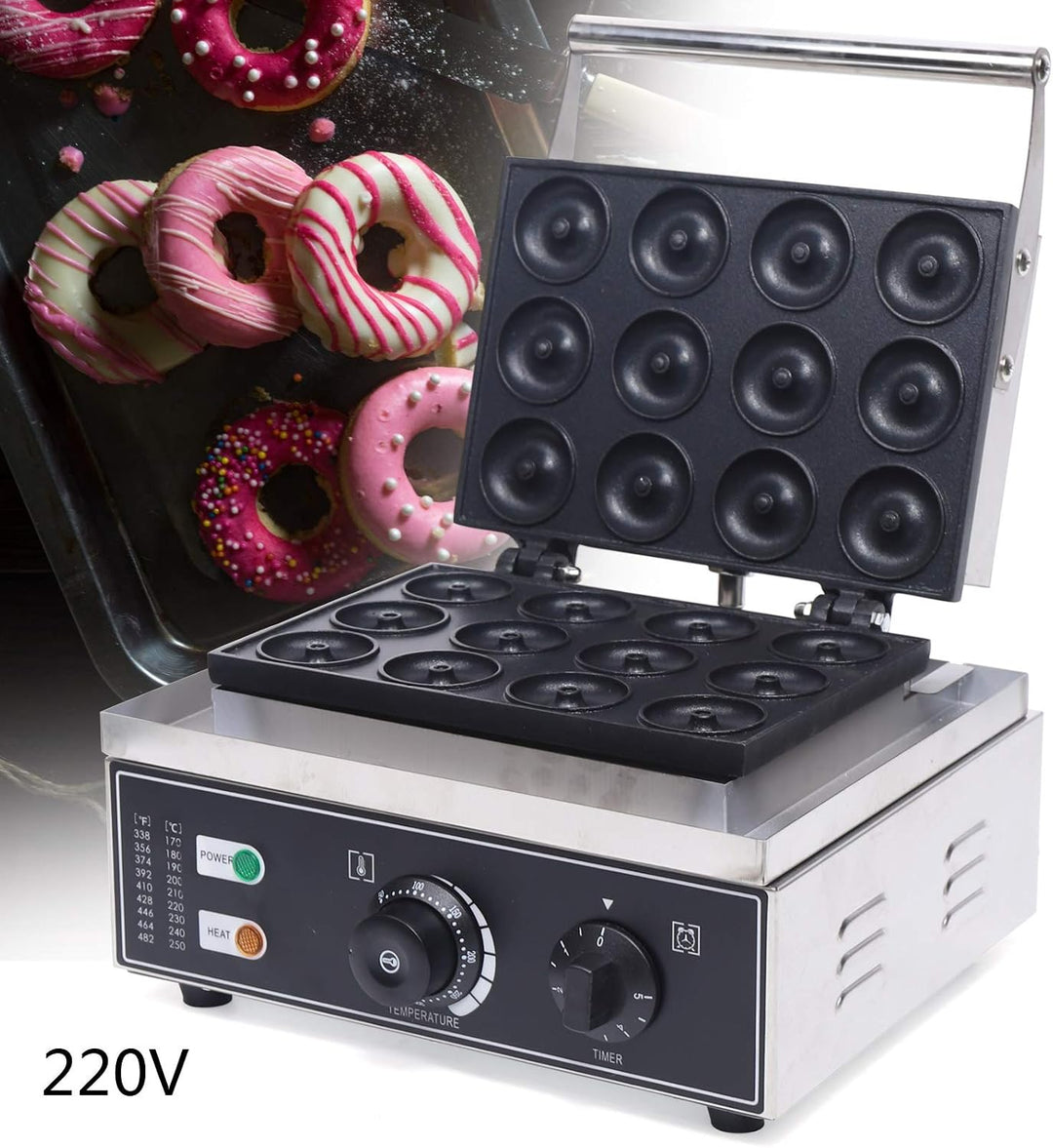 Donut Maker Maschine Kommerzielle Nutzung|Antihaft 220V Elektrische 12pcs Donut Backmaschine|1500KW