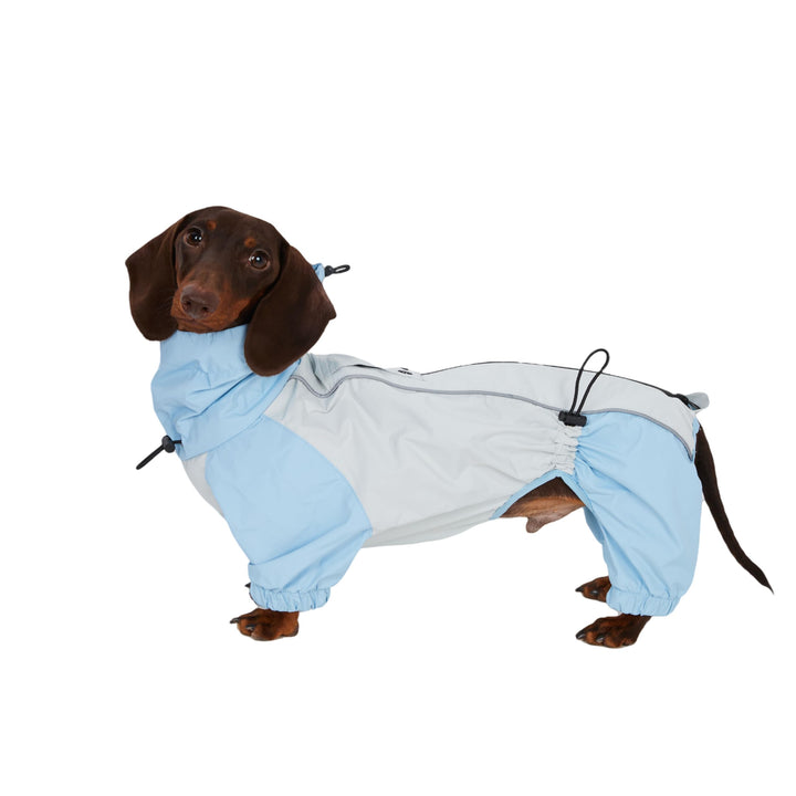 Dackel Regenmantel, wasserdichte 4-Bein Hundejacke, Leichter Outdoor Windbreaker für Mini Dackel(S(4