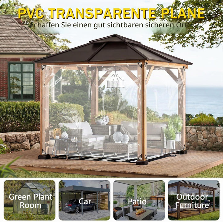 Transparente Plane mit ösen 420g/m² 0.8x1.5m, Abdeckplane Zeltplane Wasserdicht mit Seil und Kabelbi