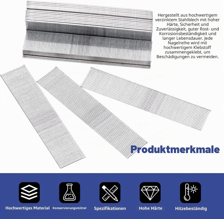 Glarks 4800 Stück, 18 Gauge, 4 Grössen, verzinkte Nägel, gerades Finish, Sortimentskit, 5/8 Zoll, 1