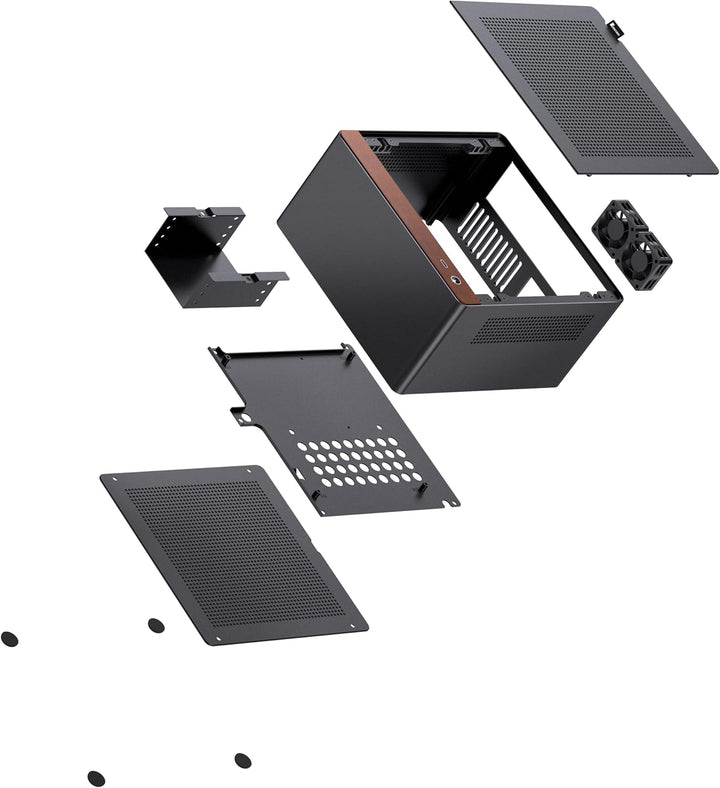Jonsbo N10 PC-Gehäuse Schwarz – Mini-Tower für Mini-ITX, mit 2 Lüftern, bis 4X 2,5-Zoll-SSDs, kompak