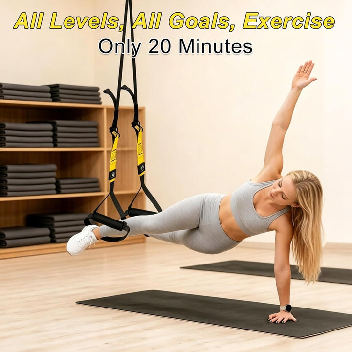 Sling Trainer, Schlingentrainer für Ein Ganzkörpertraining, Suspension Trainer mit Türanker Einstell