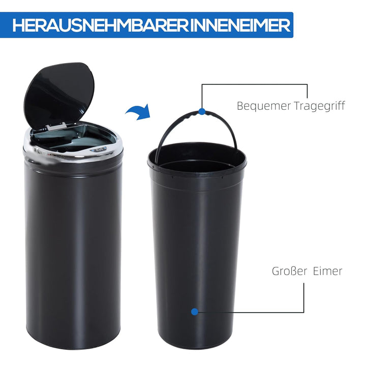 HOMCOM Sensor Mülleimer 42L Automatischer Mülleimer mit Bewegungssensor, Abfalleimer Abfallbehälter