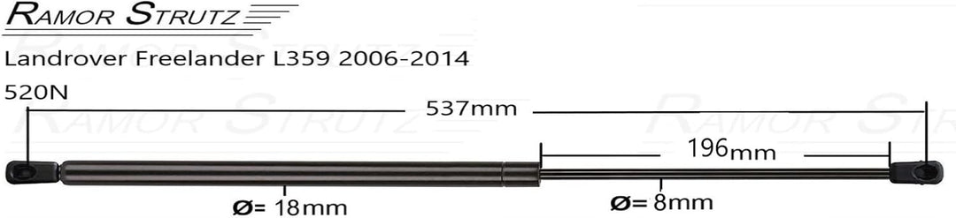 Ramor Strutz. 2 Gasdruckfedern für die Heckklappe, Kompatibel mit Land Rover Freelander L359 2006-20