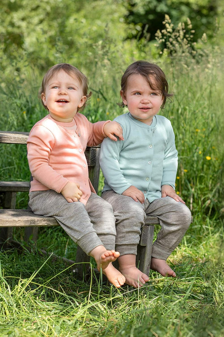 Engel Natur, Baby Strickjacke Cardigan, 70% Wolle 30% Seide 50-56 Hellgrau Melange, 50-56 Hellgrau M