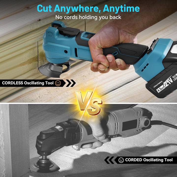 Multifunktionswerkzeug für Maa-kita 18V 21V Akku, 2× 4.0Ah Akku Multitool 6 Stufige +Automodus 8000–