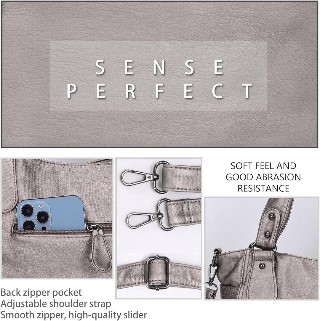 ZOCAI AngelKiss Handtasche Damen Schultertasche Multifunktionale Umhängetaschen Gewaschenes Veganes