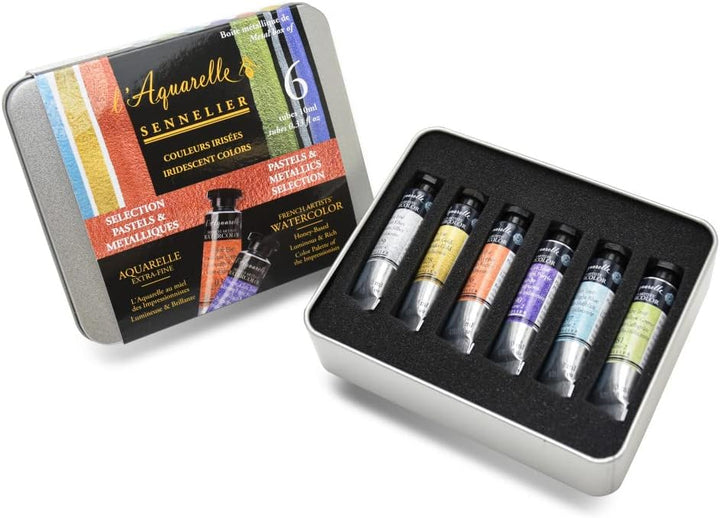 Sennelier l'Aquarelle Irisierende Farben, Pastels & Metallics Selection 6 Tuben ? 10ml