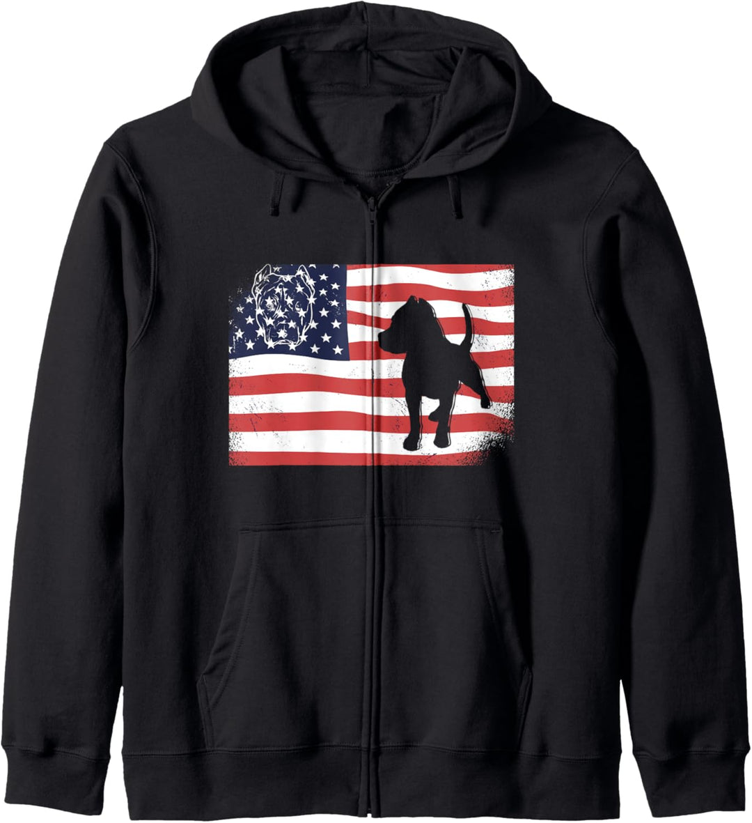 American Bully, USA-Flagge, Hund und Pitbull Kapuzenjacke
