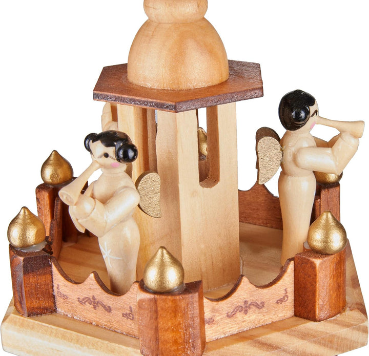 Brubaker Weihnachtspyramide Holzpyramide - Natur - 4 Etagen - 60 cm Höhe - handbemalte Figuren Natur