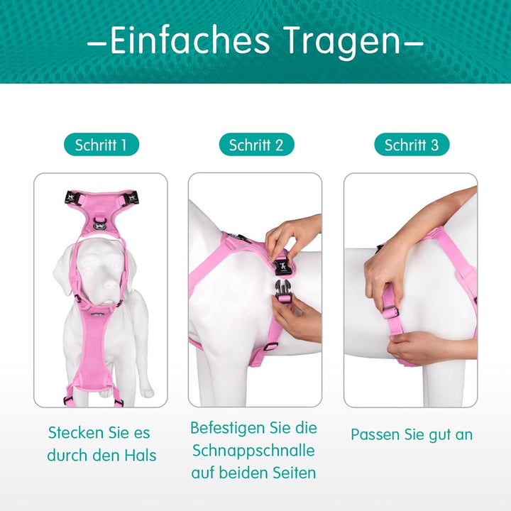 PoyPet Reflektierendes, weiches, atmungsaktives Hundegeschirr aus Mesh, erstickungsfreie, doppelt ge