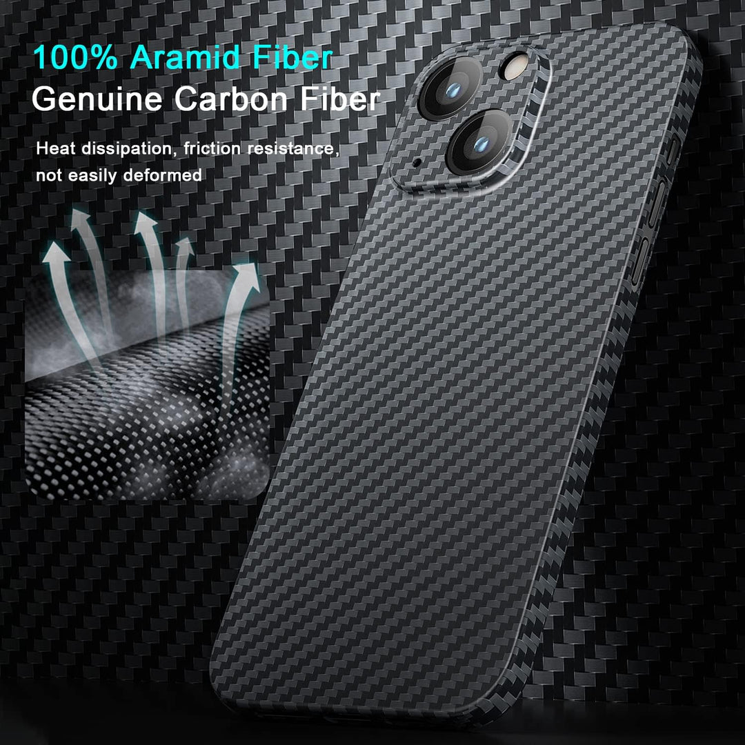memumi Carbon Hülle für iPhone 13, 100% Aramidfaser Hülle, 0.5 mm Super dünne, Hülle aus echter Aram