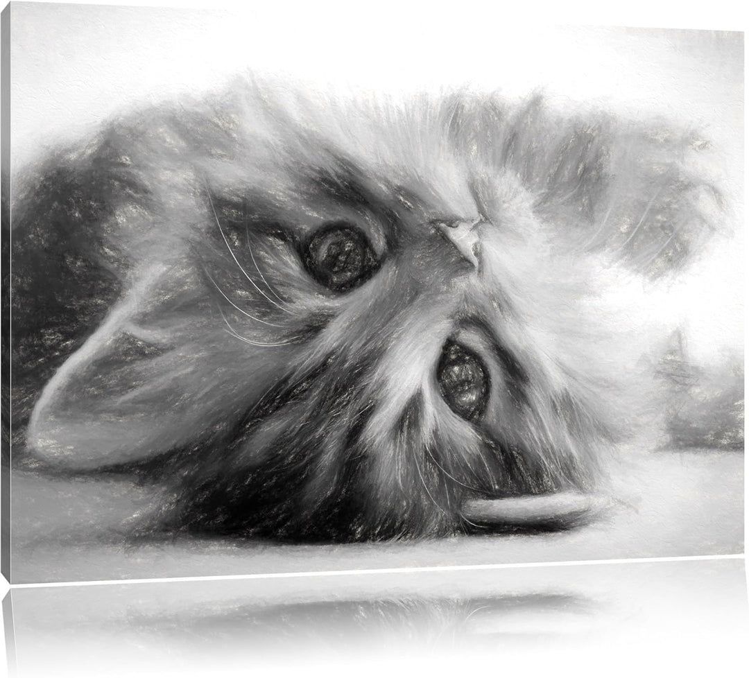 Pixxprint Süsses Katzenbaby als Leinwandbild/Grösse: 100x70 / Wandbild/Kunstdruck/fertig bespannt, 1