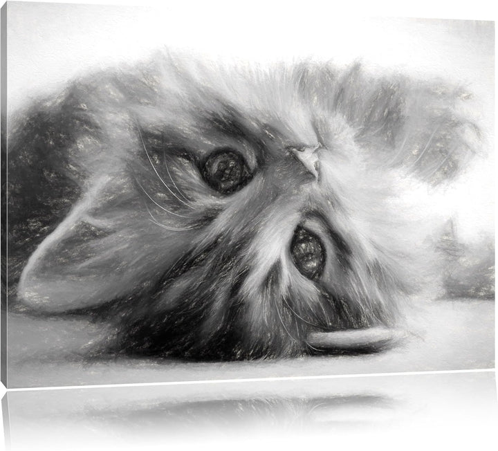 Pixxprint Süsses Katzenbaby als Leinwandbild/Grösse: 100x70 / Wandbild/Kunstdruck/fertig bespannt, 1