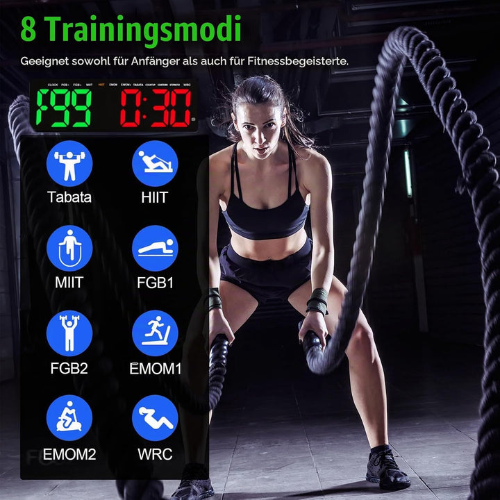 16.5" Gym Timer, Digital Fitness Timer mit 8 Modi, Countdown/Up