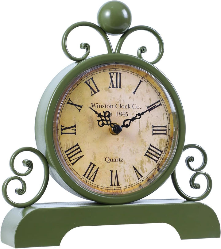 Retro Tischuhr Klassische Vintage Roman Stil Schreibtischuhr Silent Ohne Ticken für Wohnzimmer Schla
