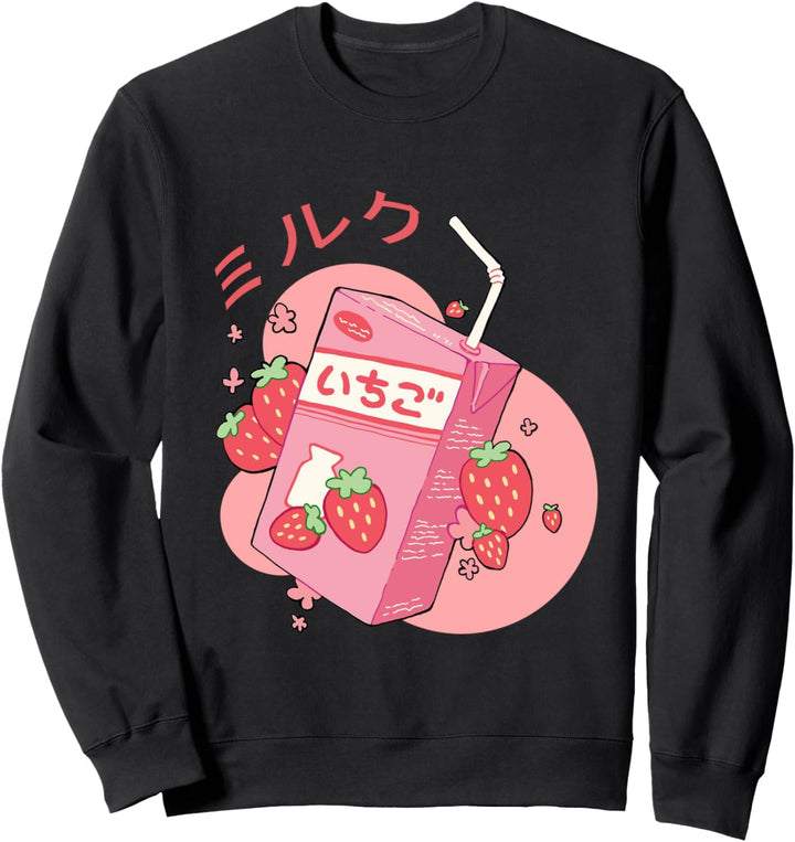 Funny Retro 90s Japanese Kawaii Strawberry Milk Shake Sweatshirt
