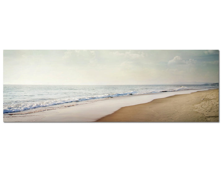 Paul Sinus Art Panoramabild auf Leinwand und Keilrahmen 150x50cm Strand Meer Wolkenhimmel Vintage