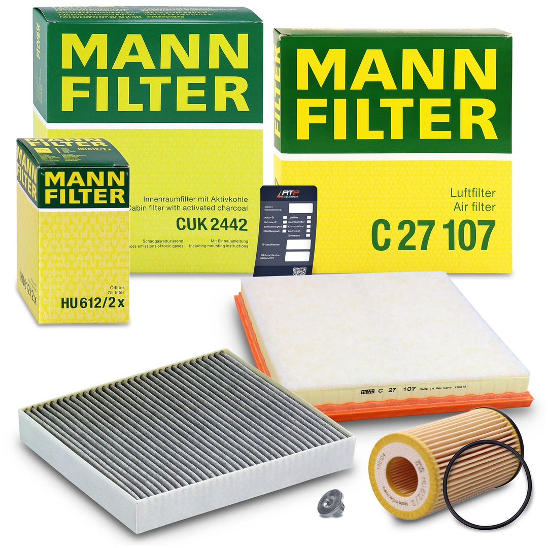 1x MANN-FILTER Ölfilter, 1x MANN-FILTER Luftfilter, 1x MANN-FILTER Innenraumfilter (Aktivkohlefilter