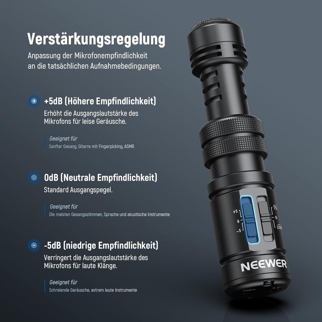NEEWER Plug & Play Vlog Mikrofon für DSLR Kamera Kompatibel mit iPhone Mac Android Phone Tablet Lapt