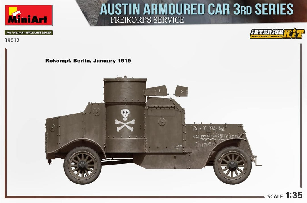 Mini Art 550039012 Miniart WWI 1:35 - Austin 3rd Series, Freikorps Service Int Plastik Bausatz