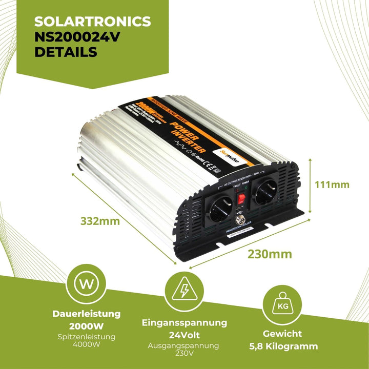 Spannungswandler NS 24V 2000 Watt Inverter Wechselrichter