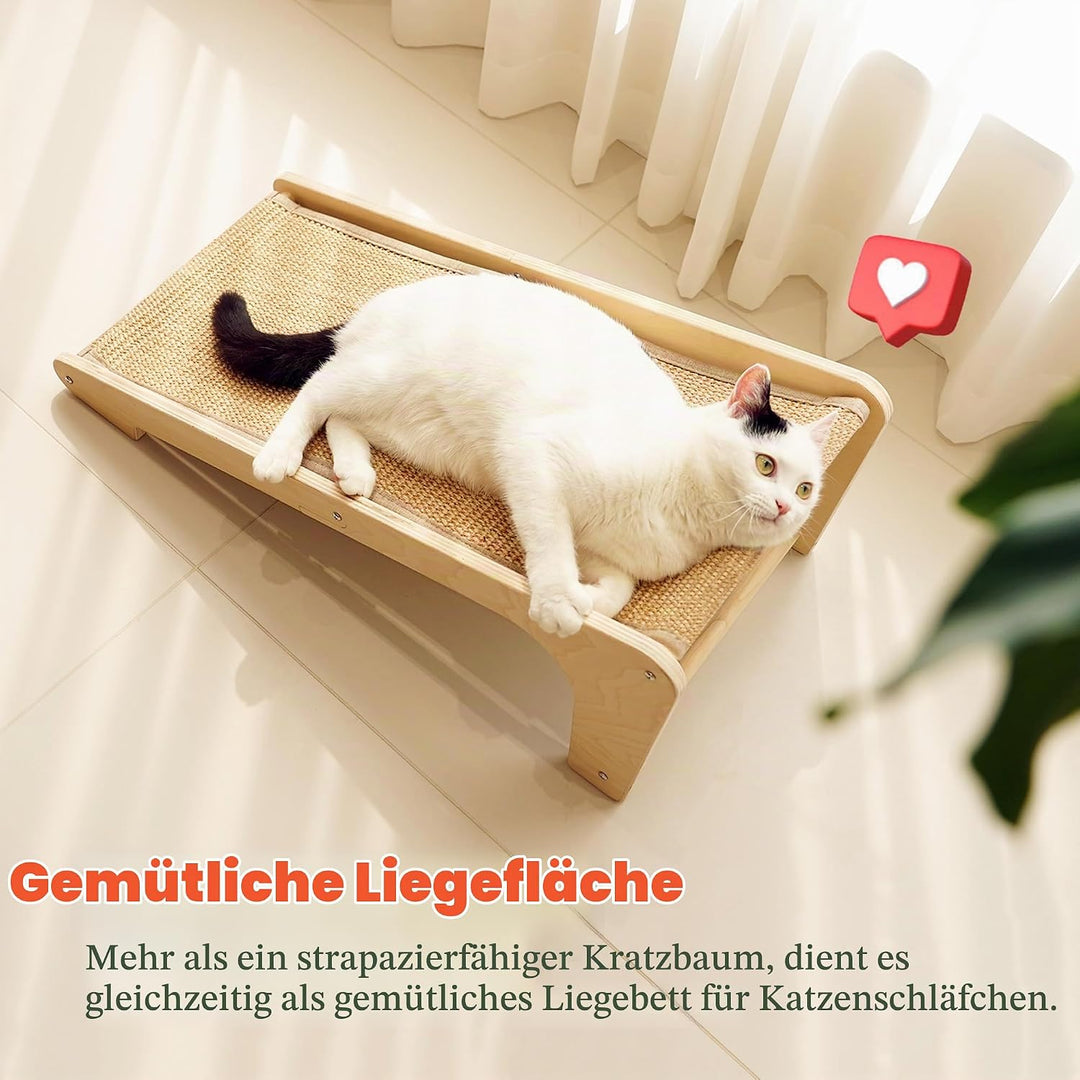 PETKARAY L-förmiges Dual-Use Sisal Kratzbrett für Katzen, 64 cm Hohe Kratzsäule aus Natürlichem Sisa