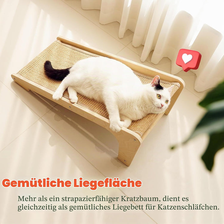 PETKARAY L-förmiges Dual-Use Sisal Kratzbrett für Katzen, 64 cm Hohe Kratzsäule aus Natürlichem Sisa