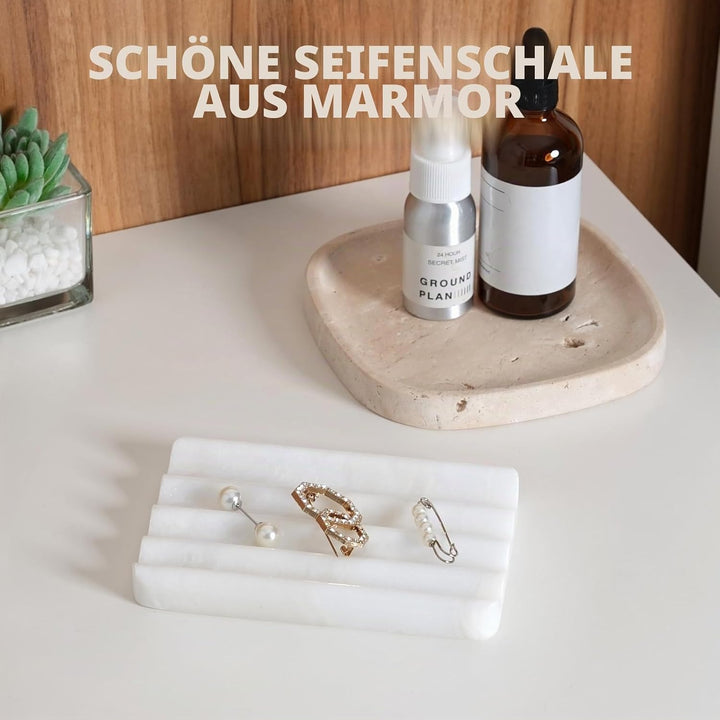 2 Stück Marmor Seifenschale, Seifenhalter mit Ablauf, Seifenablage Waschbecken, Kreative Seifenschal