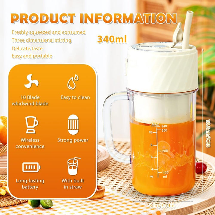 Mixer Smoothie Maker, Tragbarer Entsafter mit Strohkappe & Griff, Tragbarer Mixer Smoothie Maker to