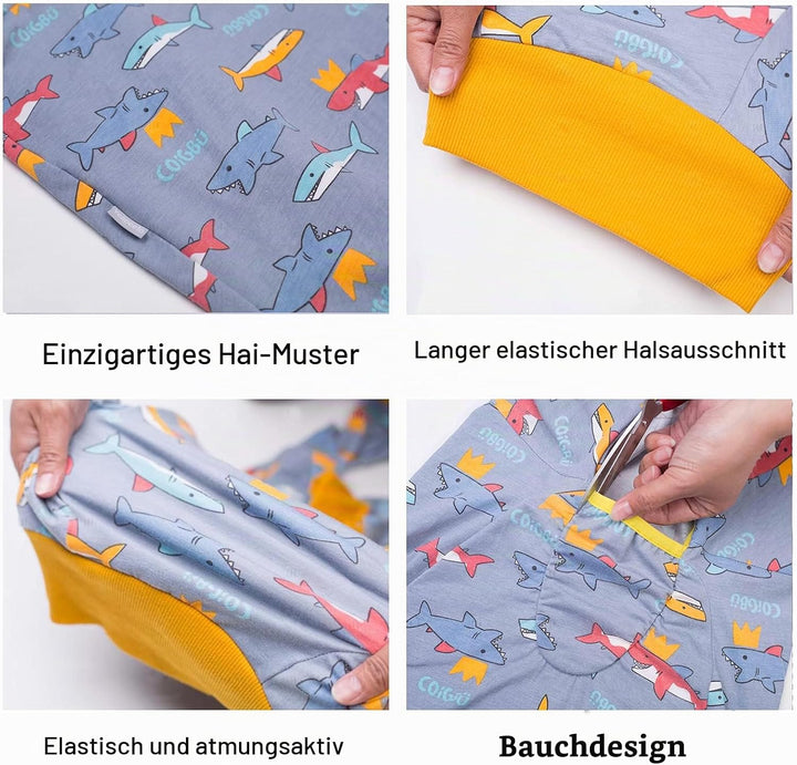 Yeapeeto Hunde-Genesungsoverall Langarm nach OP (4XL, Hai) Hai 4XL, Hai 4XL