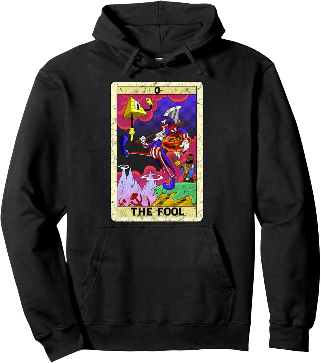 Amerika Onkel Sam kommunistische Toon Die Fool 0 Tarotkarte Pullover Hoodie