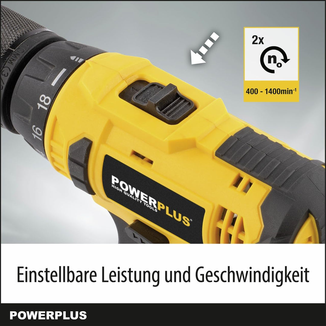 Powerplus Akkuschrauber & Bohrer POWX00425 - Akku Schraubendreher & Bohrer 16V, inkl. 2 x 1,3Ah Akku