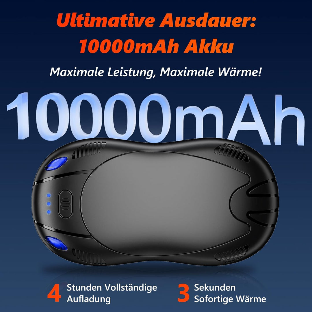 FANDLISS Magnetische Handwärmer Elektrisch mit 10000mAh, Zweiseitige Heizung, 2er-Pack Tragbarer Tas