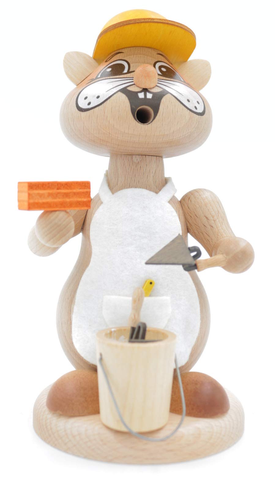 Kuhnert - Erzgebirgische Holzkunst Räuchermann Räucherfigur Hamster 18cm - Maurer, Maurer