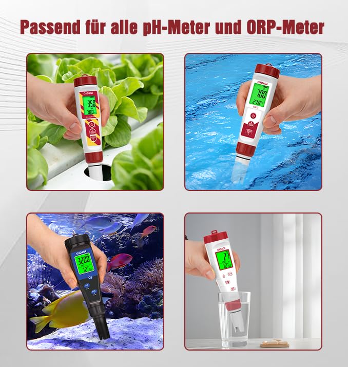 pH-Elektroden-Aufbewahrungslösung, 4er-Pack à 30 ml pH-Sondenlösung für pH-Meter und Redox-Meter, 3