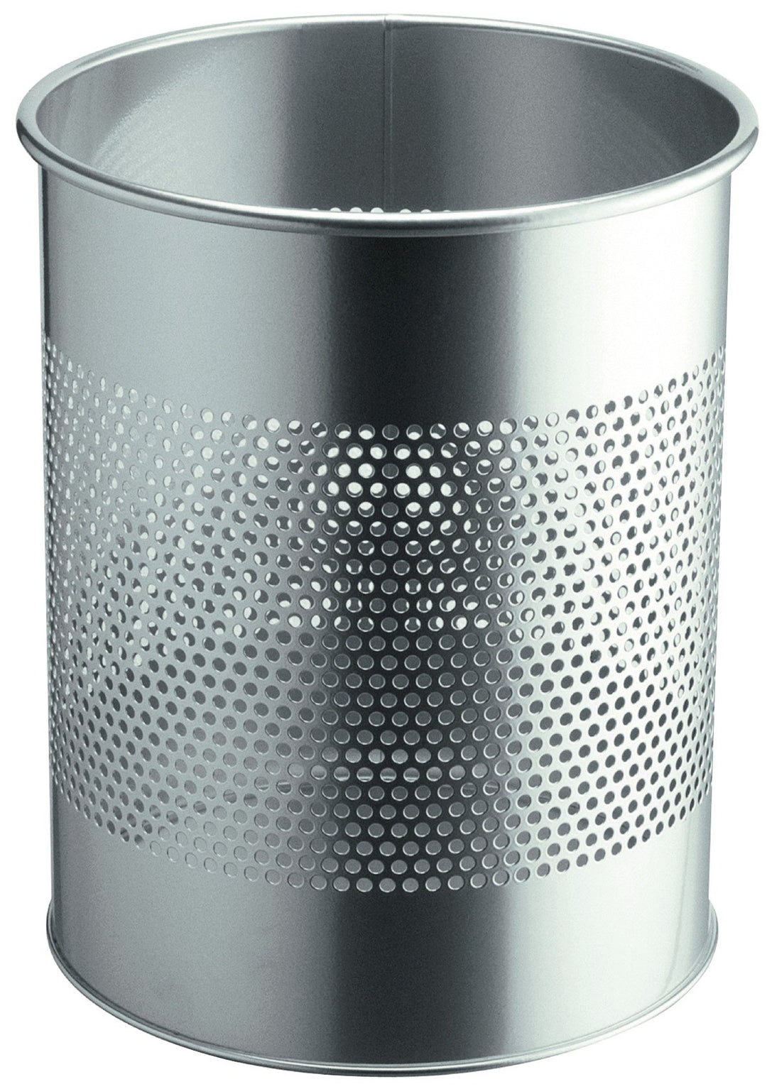 Durable Papierkorb Edelstahl rund 15 Liter, Perforation 165 mm, silber, 338123