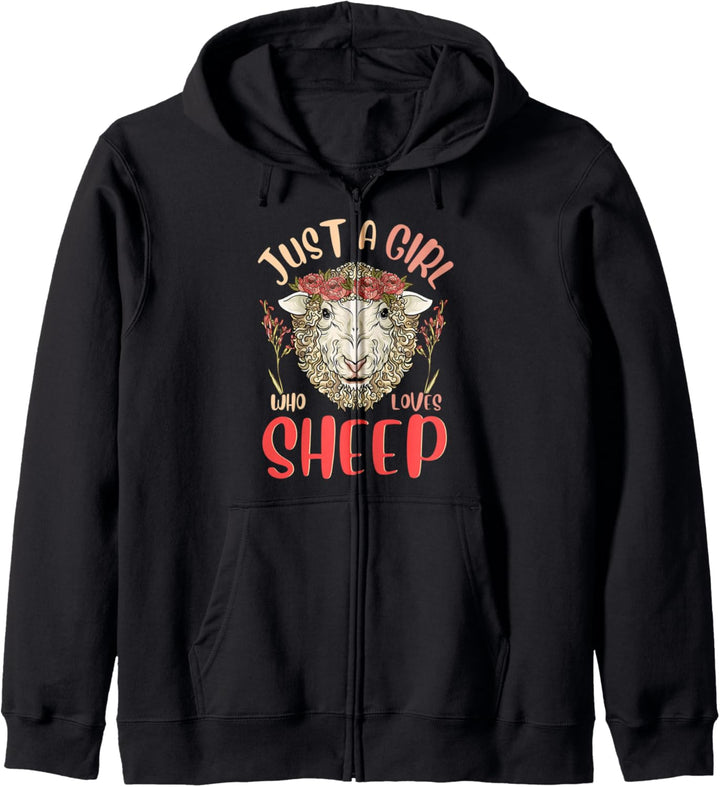 Just a Girl Who Loves Sheep Funny Lamb Lover Floral Gift Kapuzenjacke