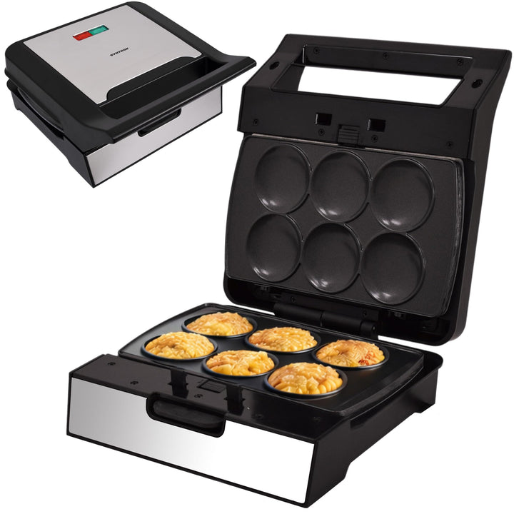 Syntrox Corn Pie Maker mit Wechselplatten, Edelstahl, schnelles Aufheizen, Antihaftbeschichtet, vers