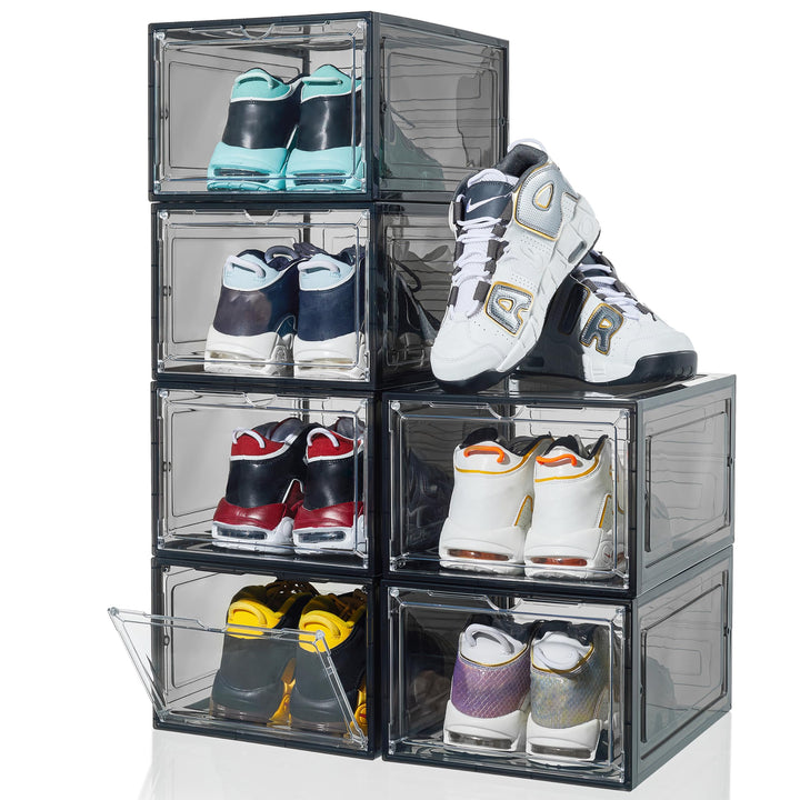 ZLLZUU Schuh-Organizer, Schuh-Aufbewahrungsboxen, 6 Stück, grosse Schuhboxen mit magnetischer Tür, t