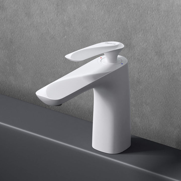 Mai &amp; Mai Armatur Wasserhahn Bad Weiss WAM-7201 | Waschbeckenarmatur 16.5cm hoch | Badinstallationen