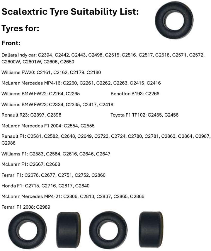 SSC Slot Cars Super Grip Ersatz Auto J Reifen/Reifen Set Zubehör, Indy Modern F1 Front/Rear Slicks K