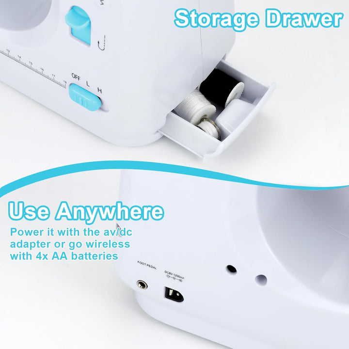 Elektrische Handnähmaschine für Anfänger DIY Werkzeug Geschenk, 12 automatische Nähmuster Geschwindi