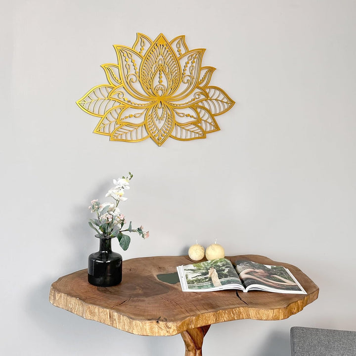 IWA CONCEPT 3D Mandala Metall Wanddekoration | Lotusblume Dekoration für Zuhause | Schlafzimmer Meta