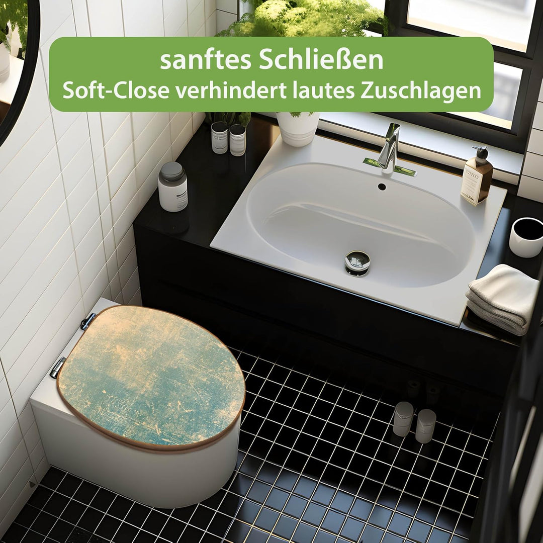 banjado Design WC Sitz Bambus Absenkautomatik 45,8x37,5cm - Toilettendeckel mit Absenkautomatik Holz