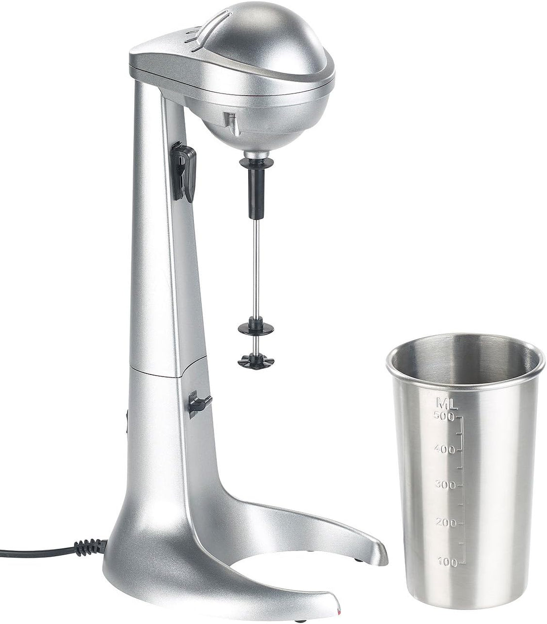 Rosenstein & Söhne Milchshaker: Elektrischer Drink-Mixer mit Edelstahl-Becher, 65 Watt (Milchshaker