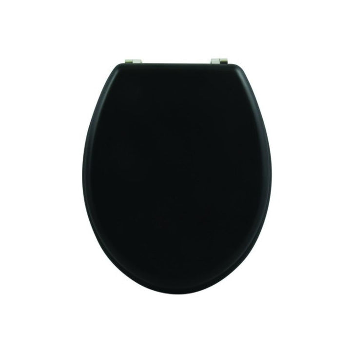 MSV - CLÉO MDF-WC-Sitz - Edelstahlscharniere - 42,5 x 36,5 x 1,6 cm - Mattschwarz - Feuchtigkeitsbes